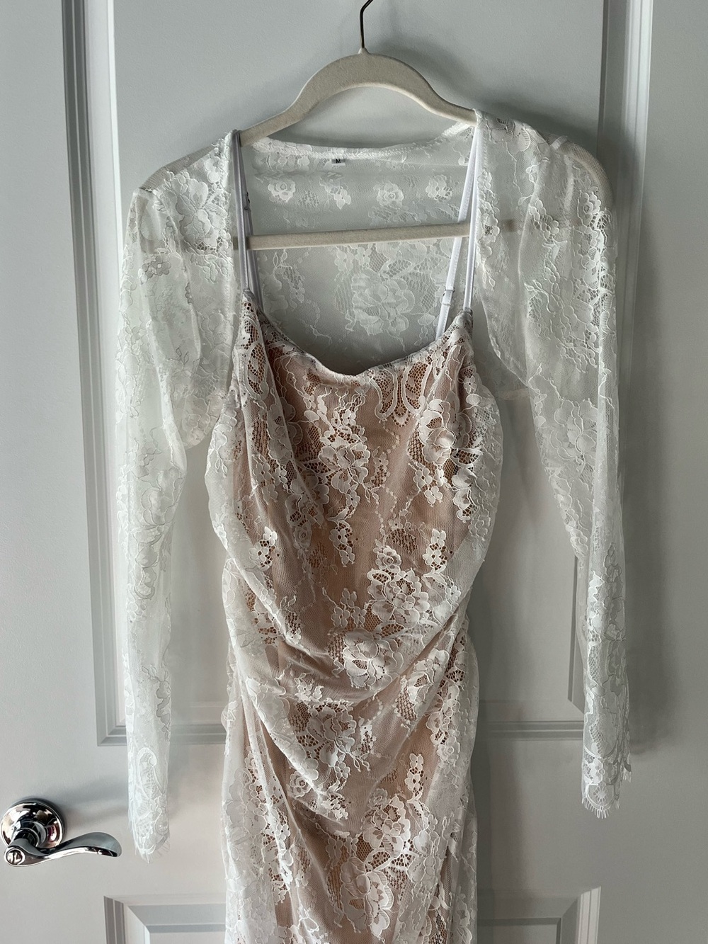 White Lace Overlay Maxi Dress
